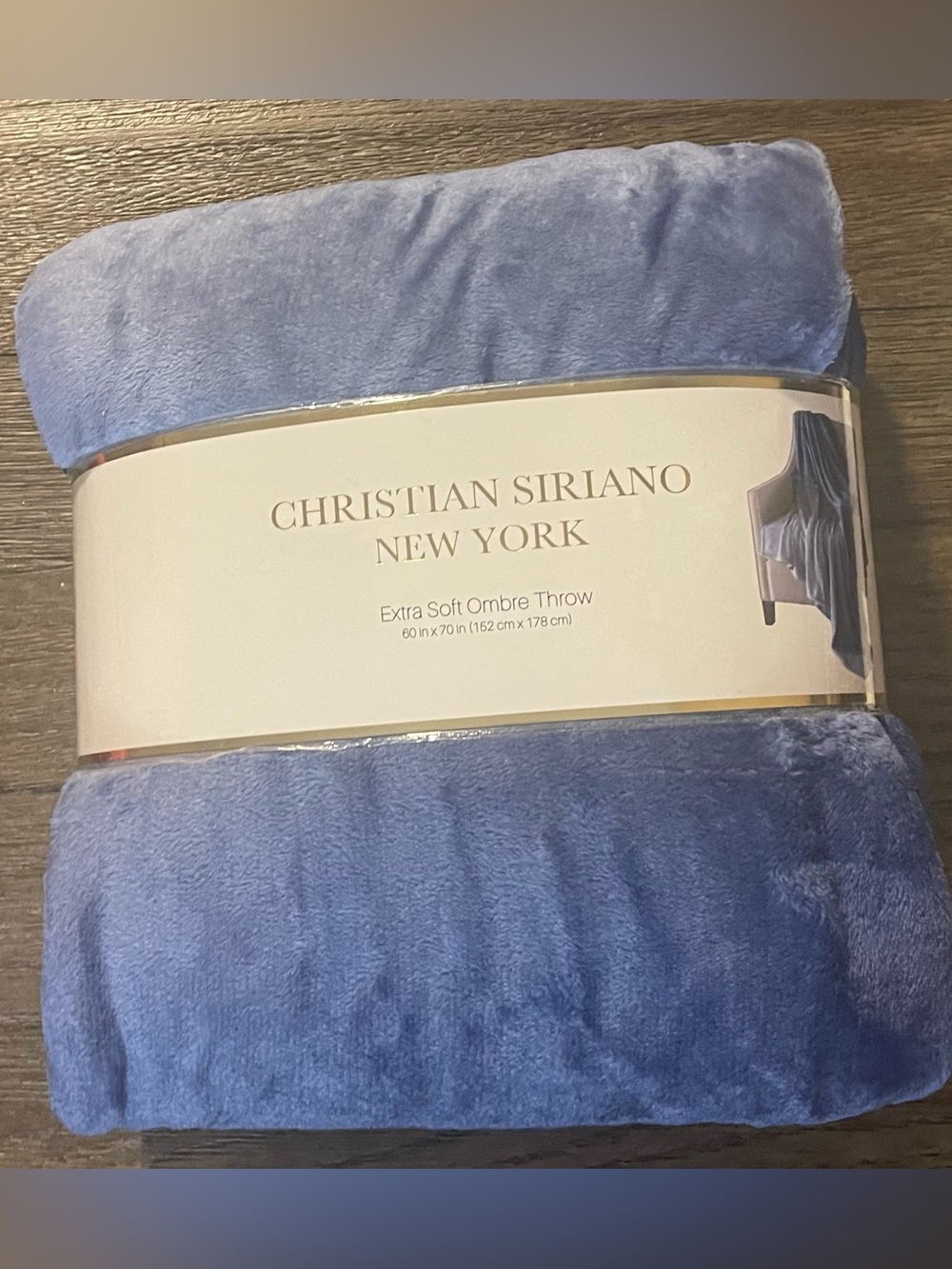 Blue Christian Siriano Extra Soft Ombré Throw New
